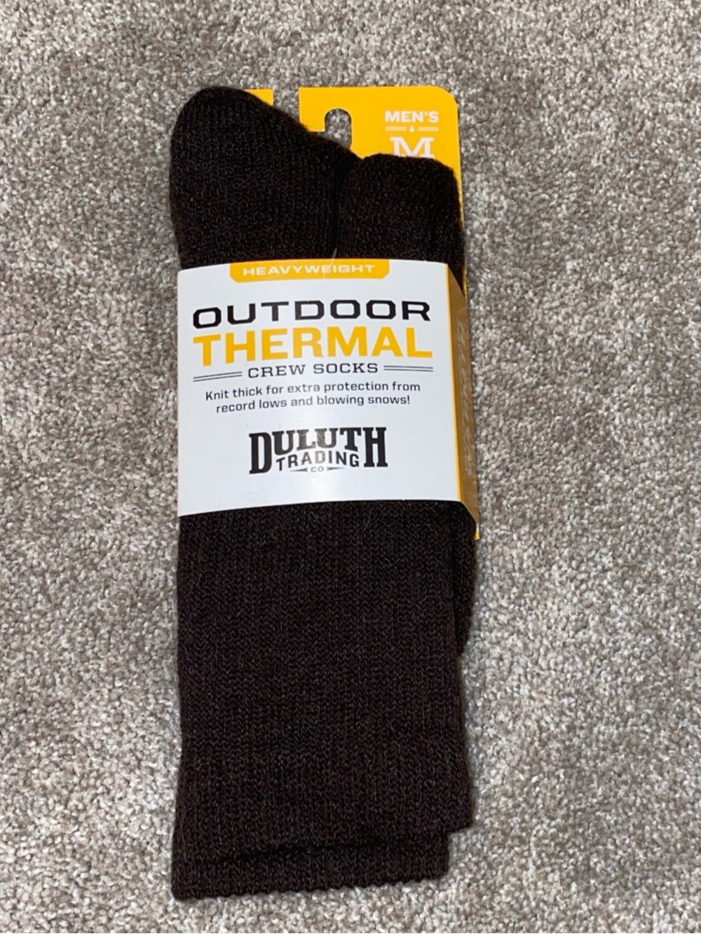 NWT Duluth Trading Co Heavyweight Outdoor Thermal Socks Mens Size 8-9 Dark Brown